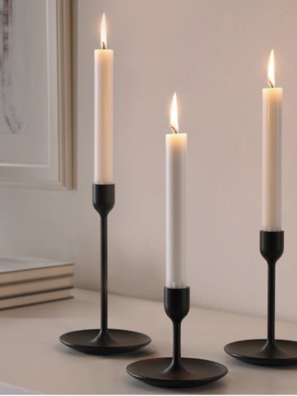 Ikea FULLTALIG Candlestick Candle Holder Metal Black Set Of 3
